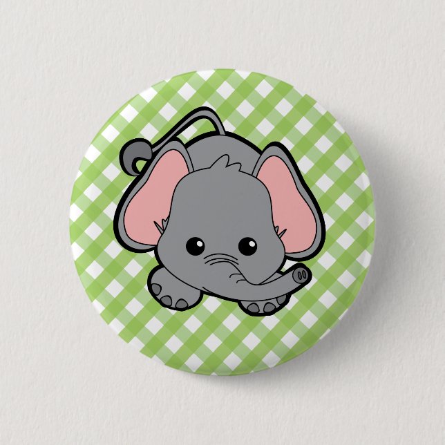 Baby Elephant Cutie 2 Inch Round Button (Front)