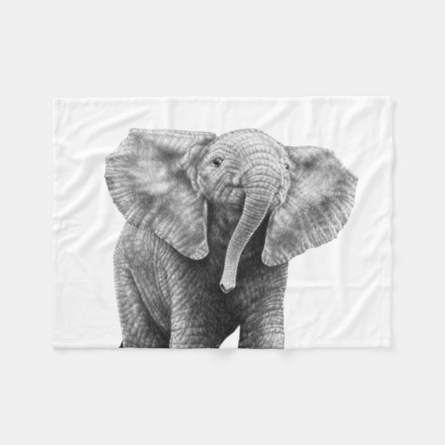 Baby Elephant Fleece Blanket (Front (Horizontal))