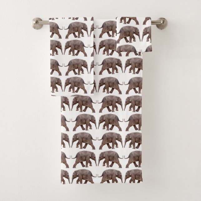 Baby Elephant Frenzy Bathroom Towel Set (Insitu)