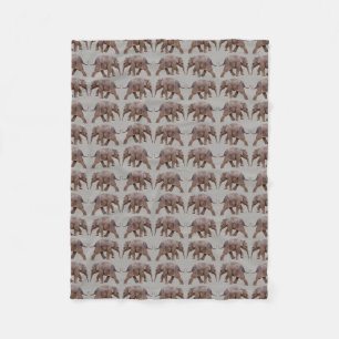 Baby Elephant Frenzy Fleece Blanket (Light Grey)