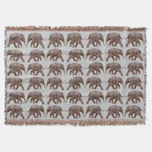Baby Elephant Frenzy Throw Blanket (Light Grey)