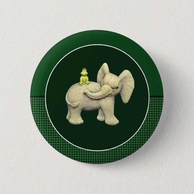 Baby Elephant & Frog 2 Inch Round Button (Front)