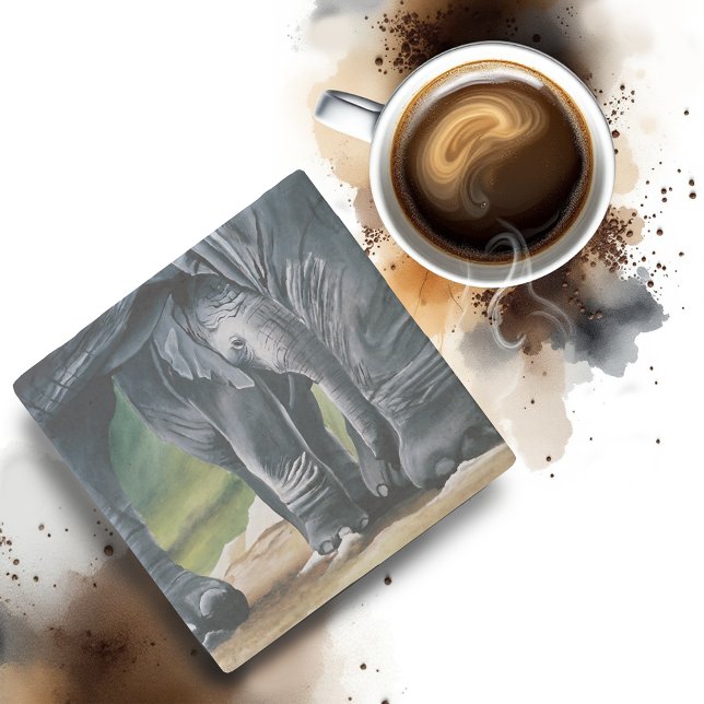Baby Elephant Grey Cute Stone Coaster (Creator Uploaded)