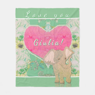 Baby Elephant Heart Fleece Blanket