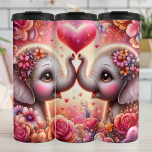 Baby Elephant Heart Floral Thermal Tumbler