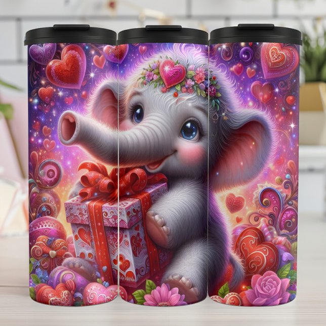 Baby Elephant Heart Gift Thermal Tumbler (Creator Uploaded)
