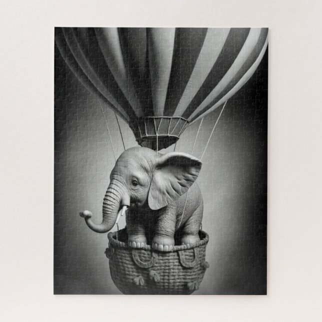 Baby Elephant in a Hot Air Balloon Jigsaw Puzzle (Vertical)