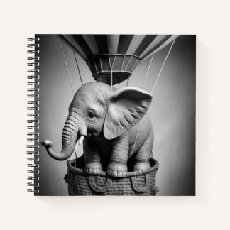 Baby Elephant in a Hot Air Balloon Notebook