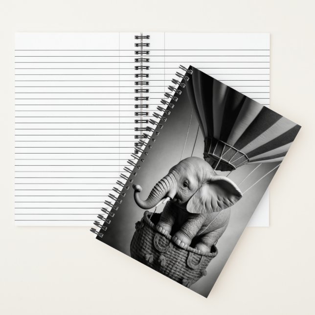 Baby Elephant in a Hot Air Balloon Notebook (Inside)