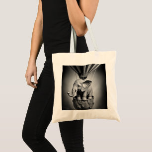 Baby Elephant in a Hot Air Balloon Tote Bag