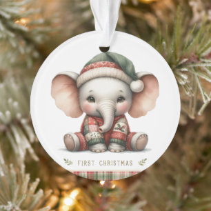 Baby Elephant in Holiday Knit Ornament