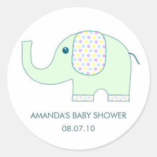 Baby Elephant in Pastels Baby Shower Stickers