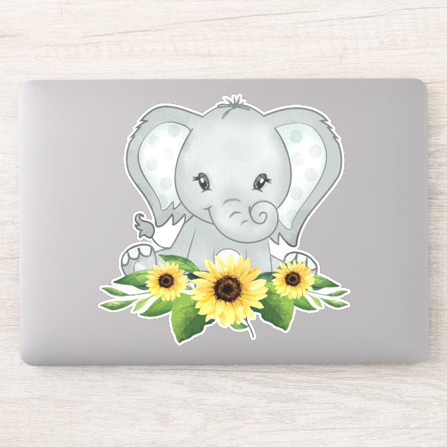 Baby Elephant In Sunflowers (Computer)