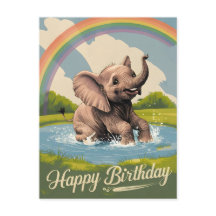 Baby Elephant Kids Happy Birthday