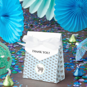 Baby Elephant Light Blue Birthday Favor Box