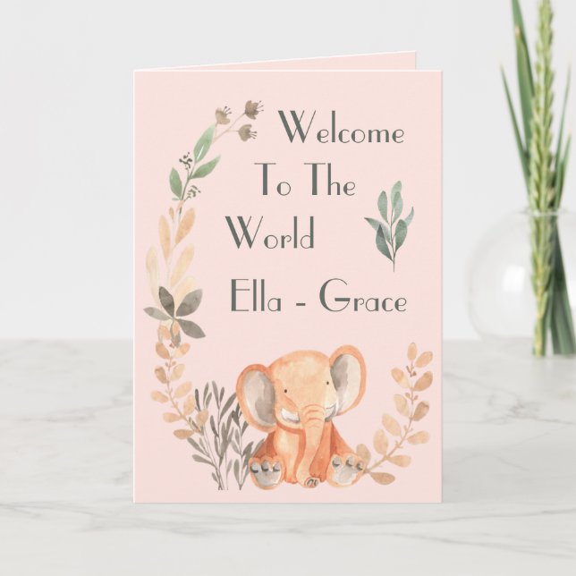 Baby Elephant New Baby Card (Front)