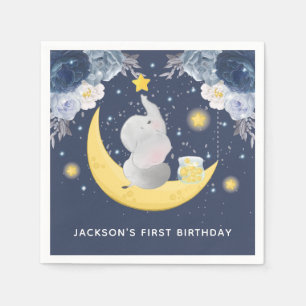 Baby Elephant on Moon Personalized Napkin