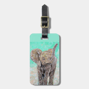 Baby Elephant Painting Luggage Tag