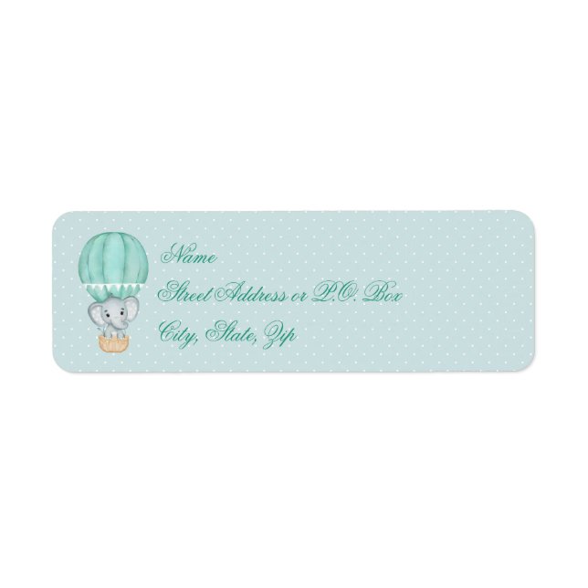 Baby Elephant Pale Green Hot Air Balloon (Front)