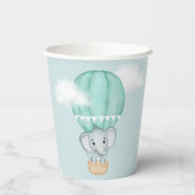 Baby Elephant Pale Green Hot Air Balloon Shower  
