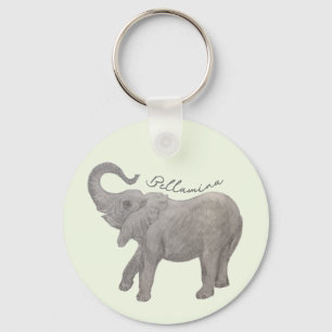 Baby Elephant Pale Green Round Keychain