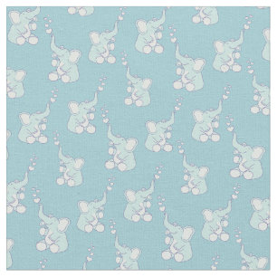 Baby elephant pattern blue nursery fabric