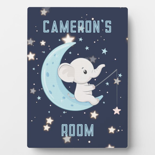 Baby Elephant Pêche personnalisée 4 étoiles Plaque (Devant)