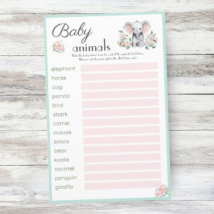 Baby Elephant Peonies & Balloons Baby Animal 