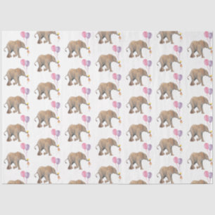 Baby Elephant pink & violet balloon Tissue Paper