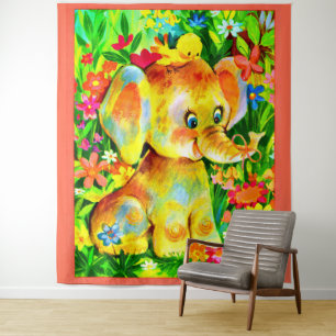 baby elephant print tapestry