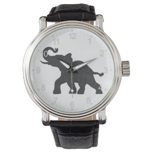Baby Elephant running silhouette Watch