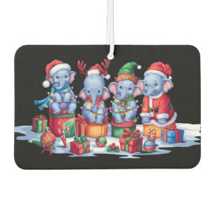 Baby elephant Santa hat antlers elf Christmas ligh Air Freshener