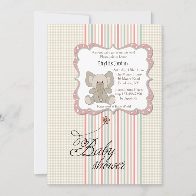 Baby Elephant Shower Invitation (Front)