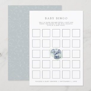 baby elephant sitting baby shower bingo game card