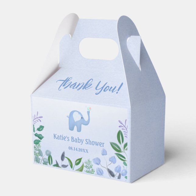  Baby Elephant Song Bird Baby Shower  Favor Box (Front Side)