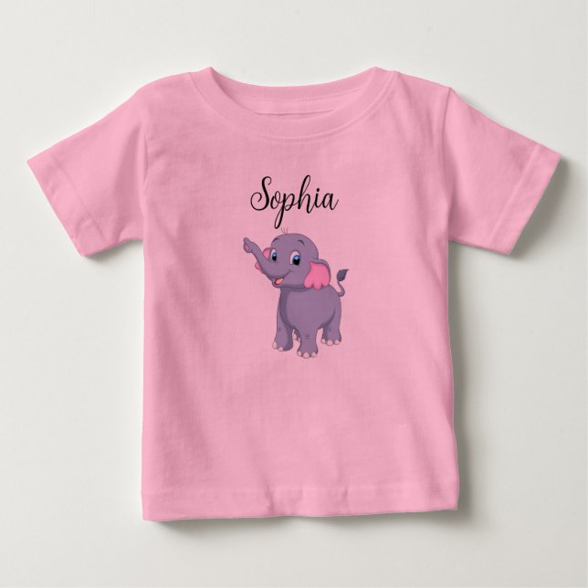 Baby Elephant T-Shirt with Editable Name (Front)