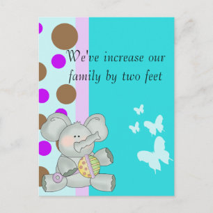 Baby Elephant Teal Brown and Purple Postcard