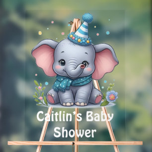 Baby Elephant Theme Baby Shower Acrylic Sign