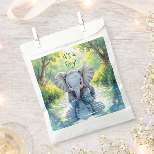 Baby Elephant Themed Baby Shower Favour Bag (Clipped)