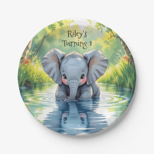 Baby Elephant Themed Birthday Party Personalized Paper Plate