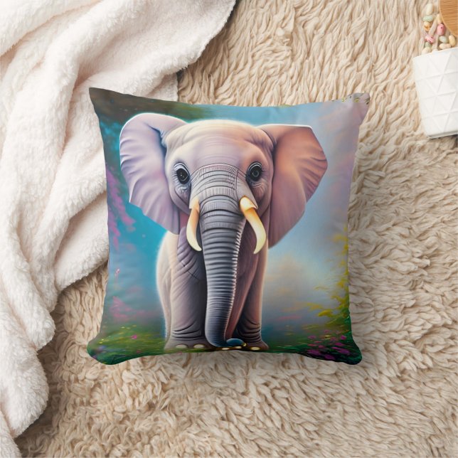 Baby Elephant Throw Pillow (Blanket)