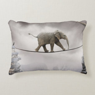 Baby Elephant Walks The Tightrope Accent Pillow