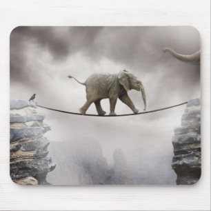 Baby Elephant Walks The Tightrope Mouse Pad
