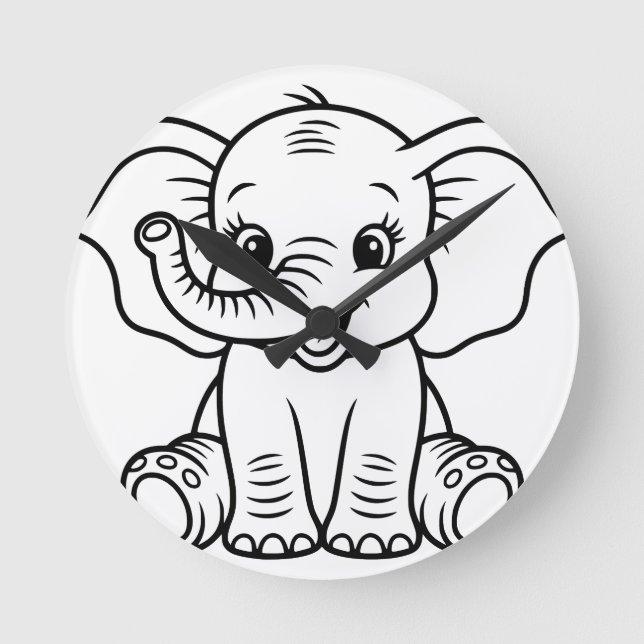 Baby Elephant Wall Clock (Front)