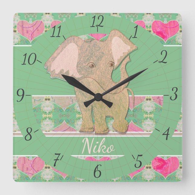Baby Elephant Wall Clock (Front)