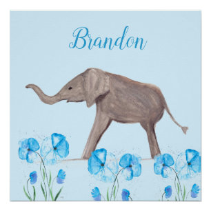 Baby Elephant wildlife Animal For Kids art Boy Poster