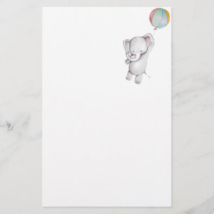 Baby Elephant with Balloon Stationery