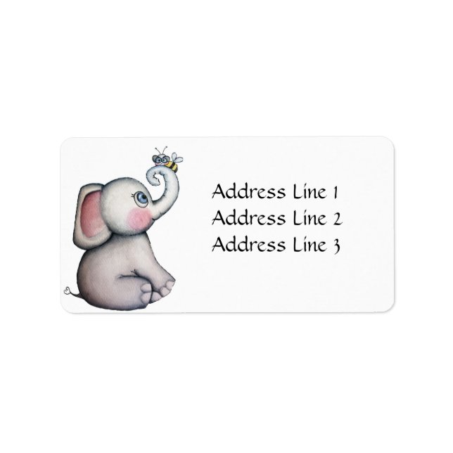 Baby Elephant with Bee Address Label (Front)