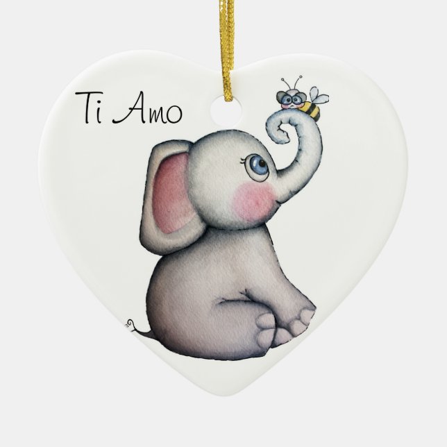 Baby Elephant with Bee Ornament white Background (Front)