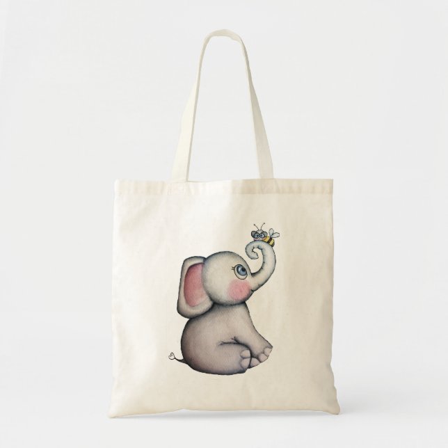 Baby Elephant with Bee Tote Bag (Front)